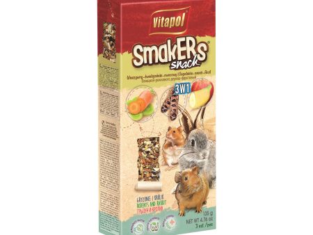 A & E Cages Smakers Rabbit & Rodent Triple Pack Treat Stick Veggie Carob Fruit, 1ea 3 pk Sale